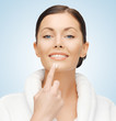 woman in bathrobe
