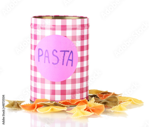 Photo: Pasta container isolated on white Pasta container isolated on white