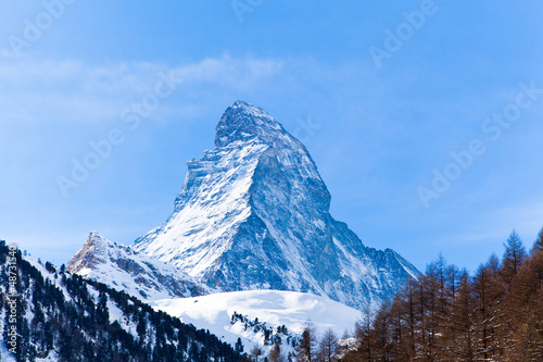 Photo: Matterhorn mountain of zermatt switzerland. Winter in swiss alps Matterhorn mountain of zermatt switzerland. Winter in swiss alps