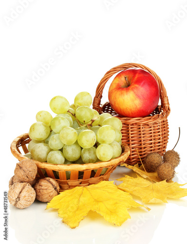 Photo: Green grape with nuts isolated on white Green grape with nuts isolated on white