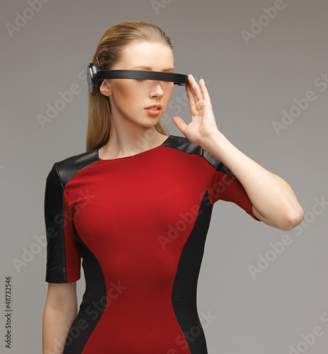 Photo: woman with futuristic glasses woman with futuristic glasses