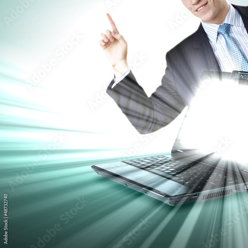 Photo: Image of notebook with shining screen Image of notebook with shining screen