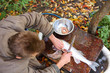 Photo: man cut up fish for cooking man cut up fish for cooking