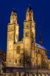 The Grossmunster in Zurich at night