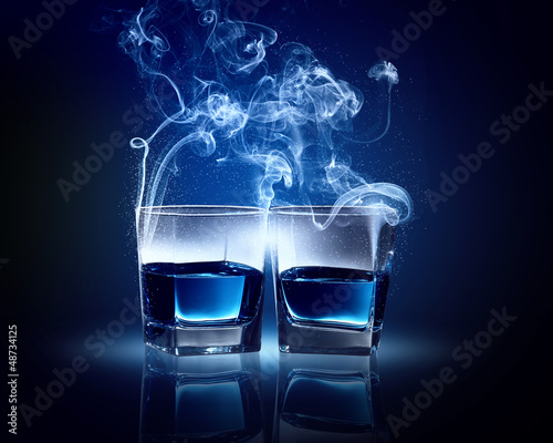 Photo: Two glasses of blue cocktail Two glasses of blue cocktail