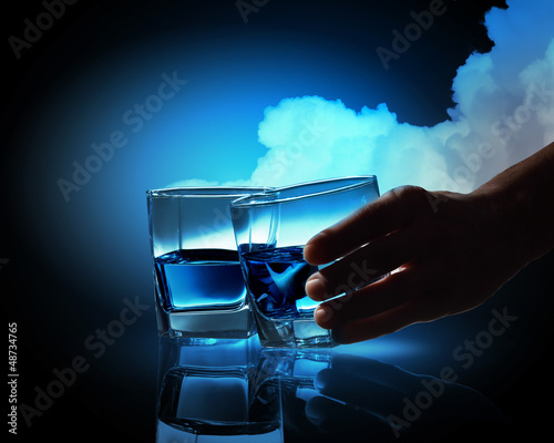 Photo: Two glasses of blue liquid Two glasses of blue liquid