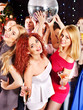 Group people dancing at party.