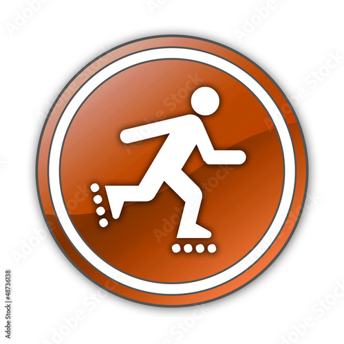 Illustration: Orange Glossy Button "In-Line Skating" Orange Glossy Button "In-Line Skating"