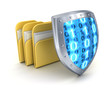 Illustration: Three file and shield Three file and shield