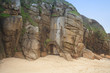 gateway in a cave in a cliff Porthcurno cornwall