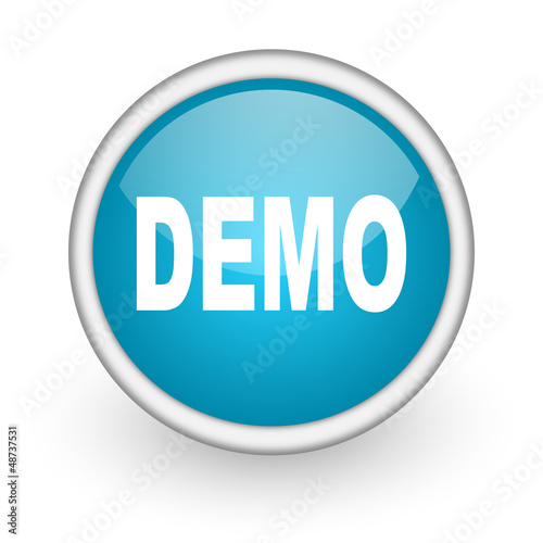 Illustration: demo blue glossy icon on white background demo blue glossy icon on white background