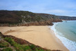Porthcurno beach cornwall uk
