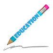 pencil isolate on a white background with the words EDUCATION