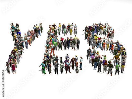 Illustration: Crowd of people say Yes, Voting, Demonstration Crowd of people say Yes, Voting, Demonstration