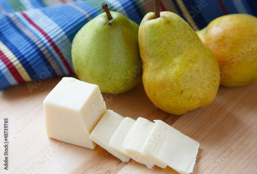 Photo: Sliced Cheese and Bartlett Pears Sliced Cheese and Bartlett Pears