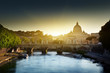 view on Tiber and St Peter Basilica in Vatican