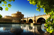 Saint Angel Fortress  and Tiber river in Rome, Italy