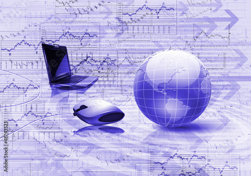 Photo: Planet earth and technology background Planet earth and technology background