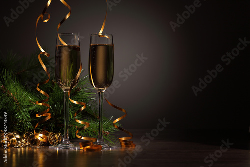 Photo: Glasses of champagne at new year party Glasses of champagne at new year party
