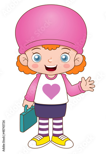 Vector: illustration of Cartoon girl back to school illustration of Cartoon girl back to school