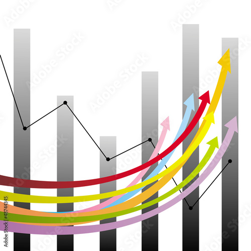Vector: Colorful growth arrows and graphs Colorful growth arrows and graphs