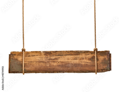 Photo: wooden sign background message rope hanging wooden sign background message rope hanging