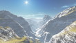 Landscape of the mountains covered with snow