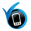 smartphone sur bouton validé bleu