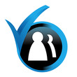 contacts sur bouton validé bleu