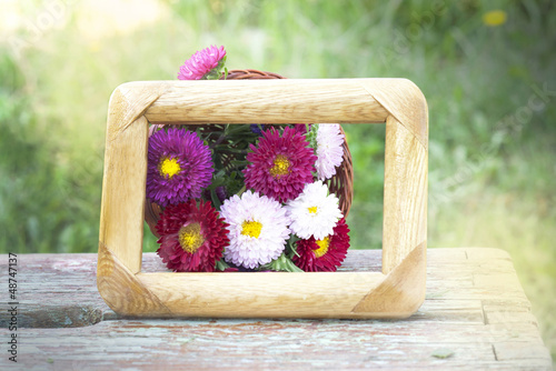 Photo: basket with flowers framed basket with flowers framed