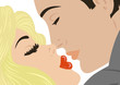 Illustration of kissing man and woman