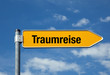 Foto: Pfeil mit blauem HIimmel TRAUMREISE Pfeil mit blauem HIimmel TRAUMREISE