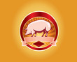 fresh pork label with pig