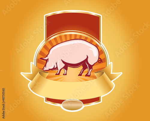 Vector: fresh pork label with pig fresh pork label with pig