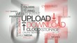 Upload Download mega storage file streaming tag cloud animation
