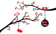 Two Branches with Hanging Love Tag and Hearts