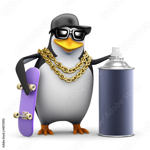 Illustration: Penguin rapper with a spraycan Penguin rapper with a spraycan