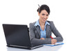 Photo: adorable business woman working at her desk adorable business woman working at her desk