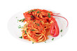 Dish of spaghetti with lobster
