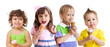 kids group happy with cone ice cream