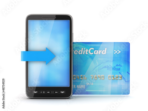Illustration: Mobile phone and credit card Mobile phone and credit card