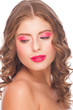 Woman with bright makeup