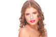 Woman with bright makeup