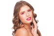 Woman with bright makeup