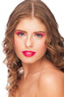 Woman with bright makeup