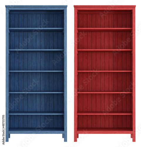 Illustration: empty old wooden bookcase empty old wooden bookcase