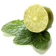 Mint with lime isolated on white