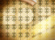 Illustration: Old wallpaper with traces of the clock, and photographs Old wallpaper with traces of the clock, and photographs