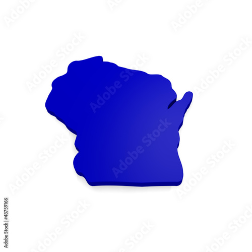 Illustration: 3d map of Wisconsin 3d map of Wisconsin