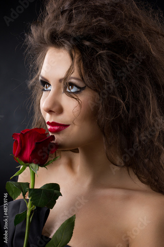 Photo: glamorous girl with rose glamorous girl with rose
